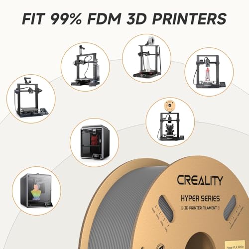 Official CREALITY Hyper PLA Filament 1.75mm, High Speed PLA 30-600mm/s 3D Printer Filament, Dimensional Accuracy +/-0.02mm, Fit Most FDM 3D Printers, 1KG(2.2lbs) Spool Gray - color: Grey