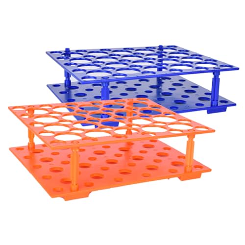 2 Pack Test Tube Rack,50 Well Centrifuge Tube Holder,Detachable Lab Test Tube Holder Rack for 10ml/15ml/50ml(Blue,Orange)