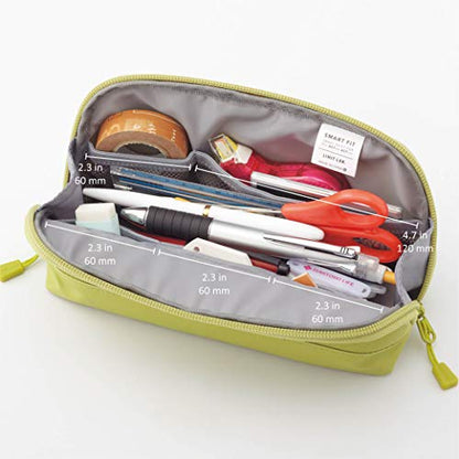 LIHITLAB Compact Pen Case, Water & Stain Repellent - color: Navy, style: Wide Open