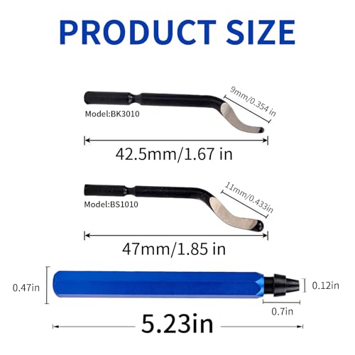 360° Deburring Tool 20pcs M2 HSS 2-Type Blades CNC Handle for 3D Print
