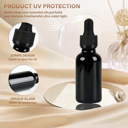 NOOEEISS 12 Pcs, 1oz Black Glass Eye Dropper Bottle, Tincture Bottles with Leak-Proof Design, Stronger Suction, for All Kinds of Mixed Liquids - color: Black, size: 1oz-12Pack