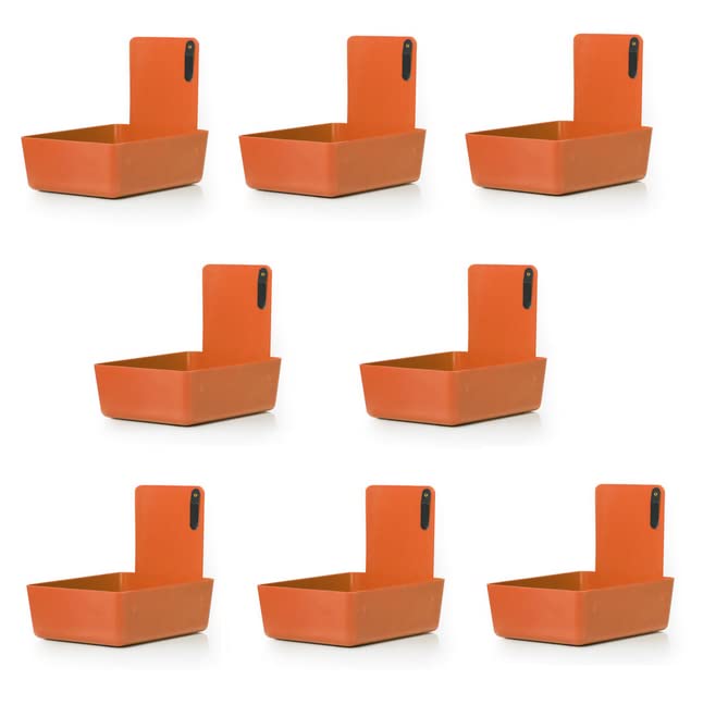 8/Pk Medium Medical Pro Lab Pan Dental Working Lab Pan Plastic with Stainless Steel Clip (Orange) - color: Orange