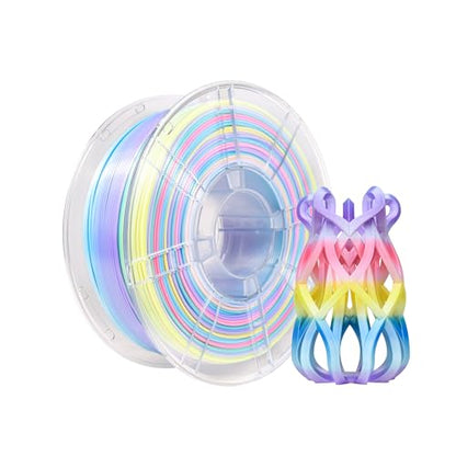 iBOSS Silk Rainbow PLA+ Filament, Multicolor Silk 3D Printer Filament 1.75mm +/- 0.02mm, Fast Color Change Each 8 Meters, 1kg/2.2lbs, Silk Macaron Rainbow Filament - color: 1kg Silk Macaron Rainbow