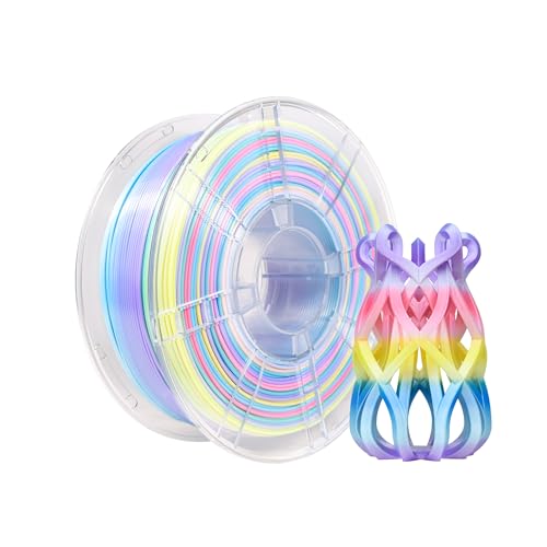 iBOSS Silk Rainbow PLA+ Filament, Multicolor Silk 3D Printer Filament 1.75mm +/- 0.02mm, Fast Color Change Each 8 Meters, 1kg/2.2lbs, Silk Macaron Rainbow Filament - color: 1kg Silk Macaron Rainbow