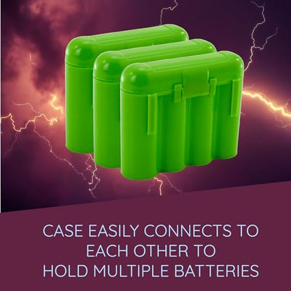 3 Pack AA / AAA / CR123A Green Battery Holder Storage Cases