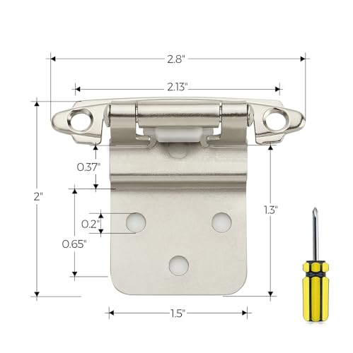 Ravinte Satin Nickel Kitchen Cabinet Hinges, 3/8" Inset, 50 Pack - size: 3/8" Inset