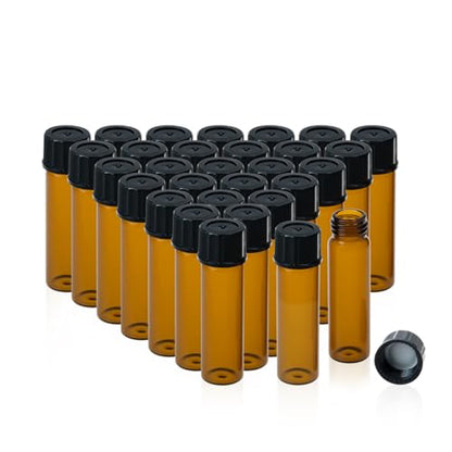 PEKYBIO 20 PCS 8 ML Amber Small Liquid Sample Glass Vials with Screw Caps - size: 17*60mm 2 Dram & 8ml Vial