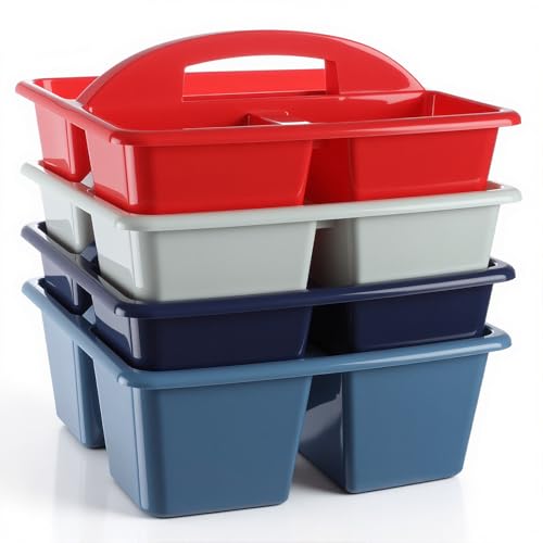Kathfly 4 Pack Classroom Caddy Organizer with Handle Bulk, Blue Red - color: Blue Red