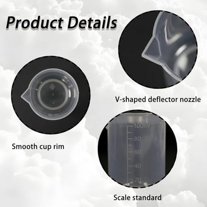 4Pcs 100ML Reusable Plastic Measuring Cup, Beaker Tip and Pour Measuring Containers for Kitchen Cooking Medicine Measure Tool - size: 100ML