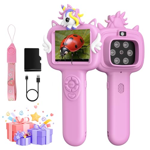 Outdoor Portable Kids Microscope: Handheld Microscope Auto Focus - color: Light Pink