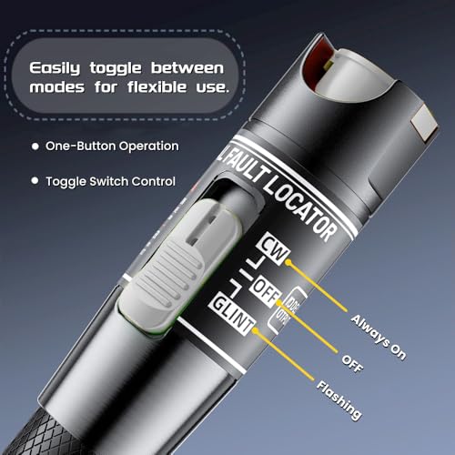 Visual Fault Locator,80-100KM Fiber Optic Cable Tester Meter, VFL Red Light Pen Light Source Testers(Black) - style: 80-100KM VFL
