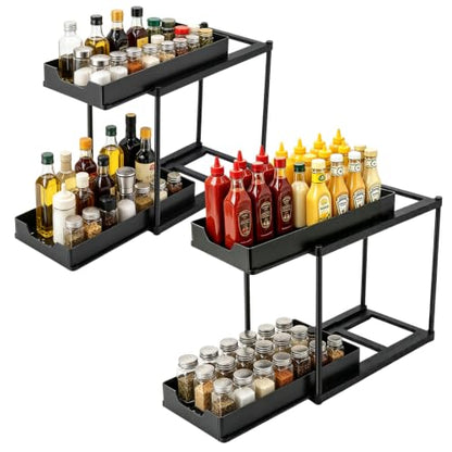 Under Sink Organizer for Bathroom & Kitchen, Large Capacity 2-Layer Sliding