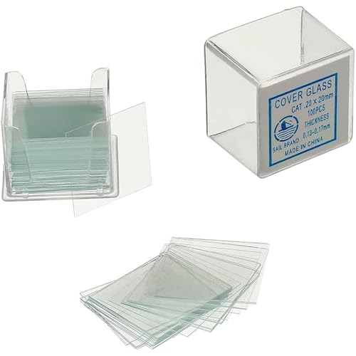 22x22mm Microscope Cover Slips, 500 Pieces (5 Packs), Premium Optical Glass, for Student Lab, Education & Biological Specimen Viewing