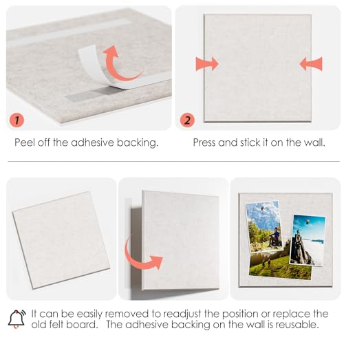 MaxGear Felt Bulletin Board 36" x 24", Light Tan Felt Wall Tiles Push Pins - color: Light Tan, size: 36" x 24"