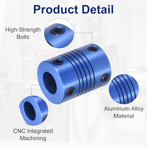 Flexible Shaft Coupling(8mm|10mm): 4 Pcs Blue Aluminum Alloy - color: Blue, size: 8mm x 10mm (19mm OD, 25mm L)