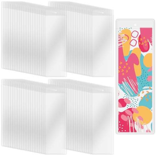 DSYIL 100 Clear Bookmark Sleeves for 6 x 2 Inch Bookmarks - Plastic Bookmark Holders for DIY Clear Bookmarks Craft Storage and Protection