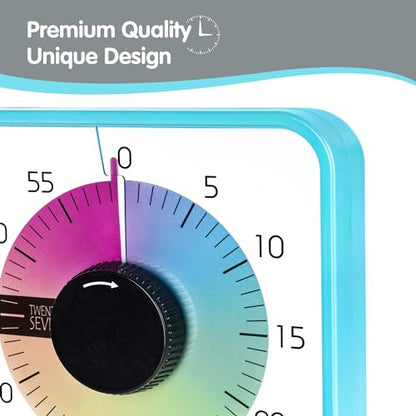 TWENTY5 SEVEN 7.5-Inch Visual Timer, Battery-Free 60-Minute Countdown Clock - color: Sky Blue/Colorful