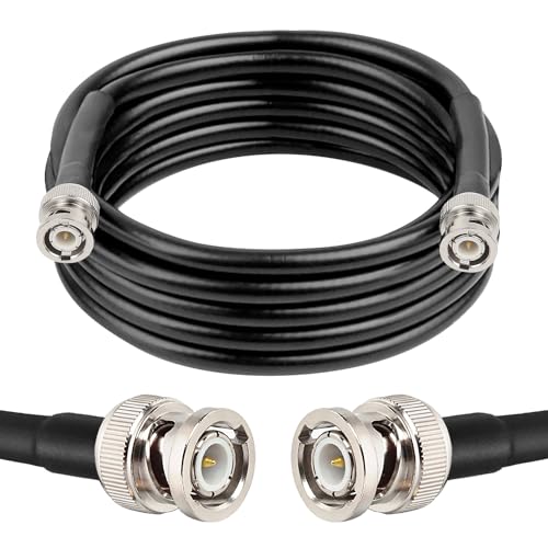 MOOKEERF RG8X BNC Male to BNC Male Coaxial Cable 12FT 50 ohm Ultra Low Loss for Antenna, RF Radio, Modem, Oscilloscope, Spectrum, Analyzer, Signal Generator - size: 12FT
