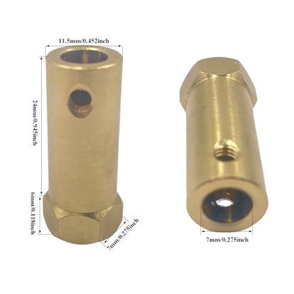 6Pcs Hex Coupler 7mm Bore Motor Hex Brass Shaft Coupling Flexible Connector for DC Motor Shaft, Robot, Model Car Tires Shaft - size: 7mm