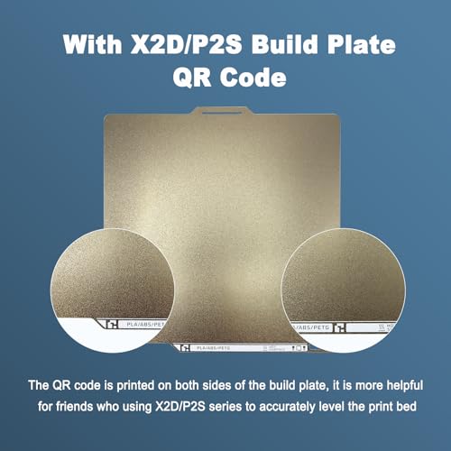 Upgraded Thicker 0.77mm PEI Build Plate with QR Code, 257x257mm Double-Sided Textured Spring Steel Print Bed for Bambu Lab X2D/P2S/X1/X1C/X1E/P1P/P1S/A1 - size: 257x257mm
