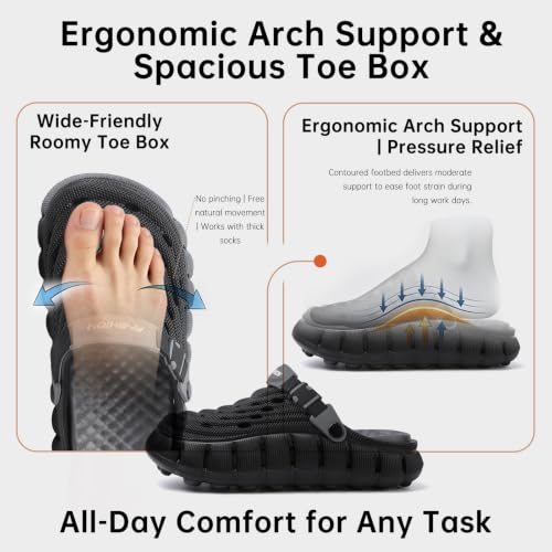 Men's Women's Cloud Clogs, EVA Thick Platform Slip On Non Slip Garden Shoes - color: Black, size: 9.5-10.5 Women/8.5-9.5 Men