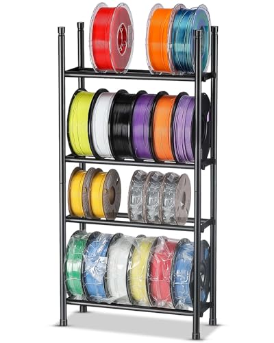 AHOWPD Desktop 3D Printer Filament Storage Rack - Tabletop 2-Tier Stackable Organizer for Filament Spools, Holds 5 Spools per Layer, Expandable to 4 Layers for PLA/ABS/TPU Filament (4-Tier) - style: 4-Tier