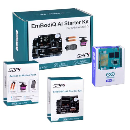 GeeekPi EmbodiQ AI Starter Kit for Arduino UNO Q – 4GB RAM, 32GB eMMC, AI Agent HAT, Soil Moisture & Raindrop Sensors, Servo, Acrylic Mount – Natural Language Control