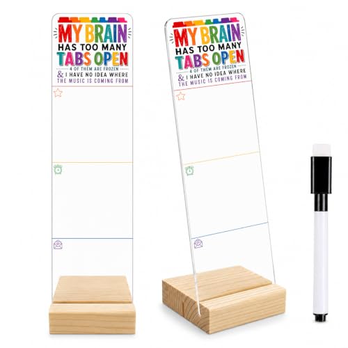 Funny Office Acrylic Monitor Memo Board Funny Desk Sign - color: My Brain Has Too Many Tabs Open