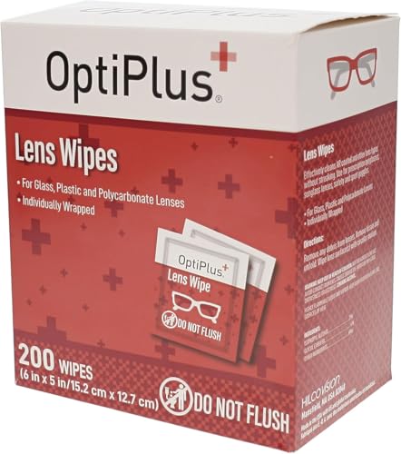 OptiPlus Eyeglass Lens Wipes l Pre-Moistened l Cleaning Wipes for Glasses, Smart Phones, Optical Lens, Goggles, and Watch Screen l Quick-Dry & Scratch-Free | 200 Count (Pack of 1)) - size: 200 Count (Pack of 1)