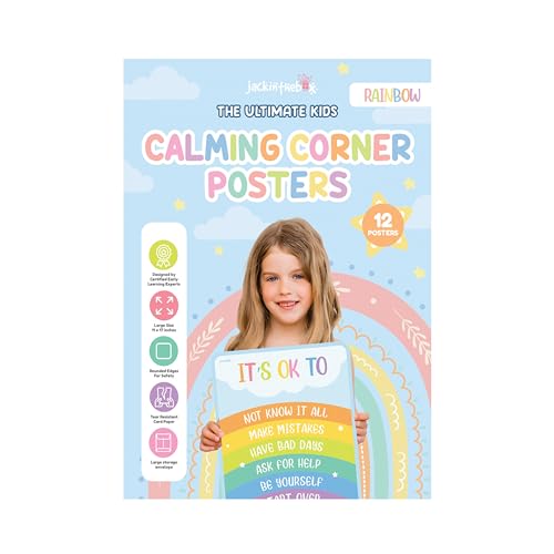Jackinthebox 12 Calming Corner Posters and charts for Kids Classroom Decor - color: Calming Corner