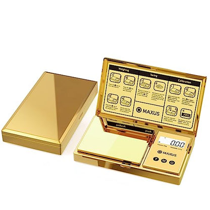 MAXUS Digital Gram Scale 200g x 0.01g, Gold Pocket Scale for Jewelry, Food - color: Gold