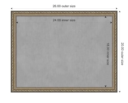Amanti Art Silver Framed Magnetic Board, 26x20, Traditional Office Decor - size: 26"W x 20"H