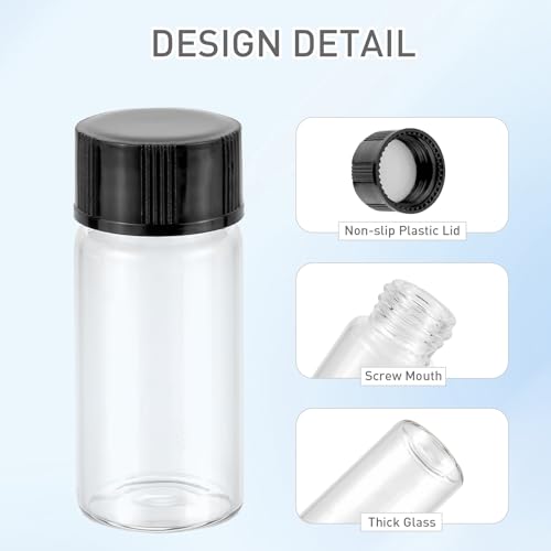 14pcs 5ml Small Clear Glass Bottle Vials with Plastic Screw Cap - color: Clear, size: 5ml