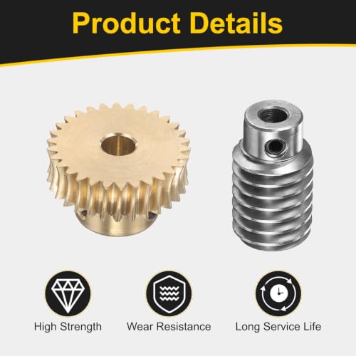 uxcell Worm Gear Set 30T 1 Module 30:1 Reduction Rate, 8mm/6mm Bore - size: 8mm/6mm Bore (1Mod 30T)