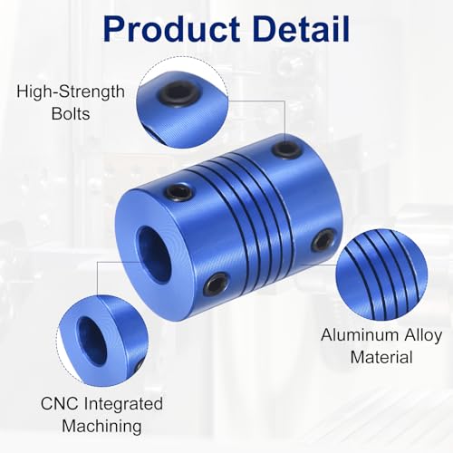 Flexible Shaft Coupling(6mm|8mm): 4 Pcs Blue Aluminum Alloy - color: Blue, size: 6mm x 8mm (19mm OD, 25mm L)