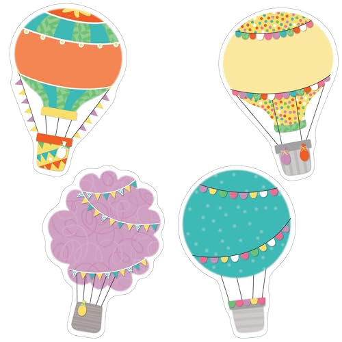 Carson Dellosa 36-Piece Pastel Hot Air Balloon Decorations, Colorful Cardstock Cutouts for Back to School, Bulletin Board, Name Tags, Classroom Decor, Teacher Supplies for Elementary and Preschool - size: Regular, style: Hot Air Balloons