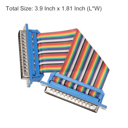 MECCANIXITY IDC Rainbow Wire Flat Ribbon Cable DB37 Male to DB37 Female 3.9 Inch Length 2.54mm Pitch Breadboard Jumper Wires for Electronic Projects - size: 3.9 Inch, style: DB37 Male to DB37 Female