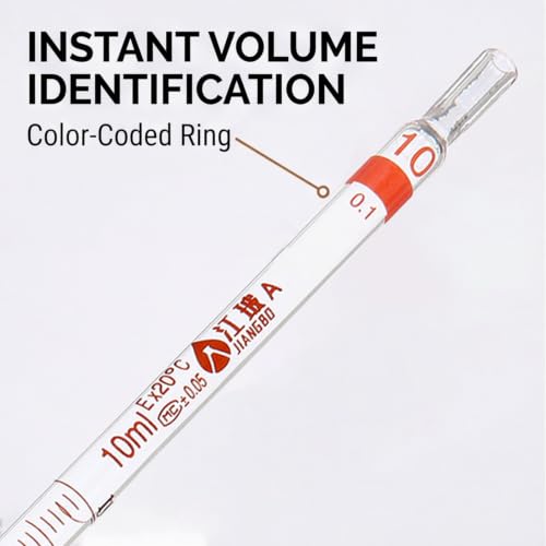PATIKIL 10ml Glass Graduated Pipettes +/- 0.05ml, 10Pcs Coded Bands - size: 10ml