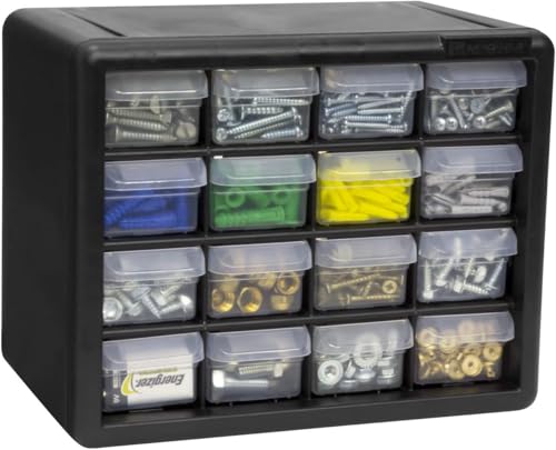 Akro-Mils 10116, 16 Drawer Plastic Parts Storage Hardware and Craft Cabinet, 10-1/2-Inch W x 6-1/2-Inch D x 8-1/2-Inch H, Black - color: Black, size: 16 Drawer, style: 1 Pack