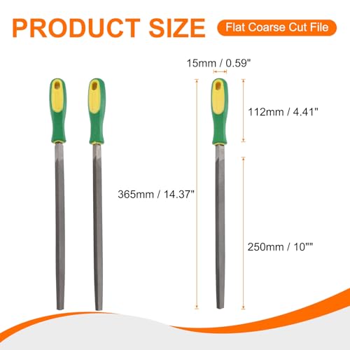 HARFINGTON 3pcs Triangle Coarse/Medium/Thin Cut File 10" Double Cut Teeth High Carbon Steel Hand Rasp File Plastic Handle for Metal Wood Deburring Removing - size: 10"