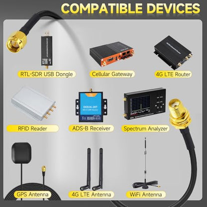 Superbat SMA Cable Extension SMA Male to Female Cable 32ft 50 Ohm Coax for SDR Antenna Ham Radio, 3G 4G LTE Antenna, ADS-B, GPS Meter Radio etc. - size: 32ft