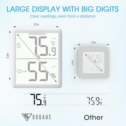 DOQAUS 3 Pack Digital Hygrometer Indoor Thermometer White - color: White