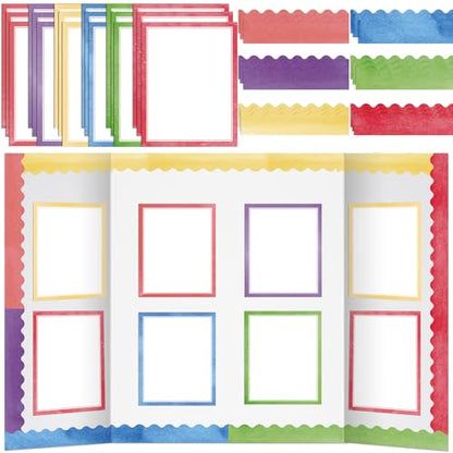 90 Pcs Science Fair Board Supplies Trifold Poster Boards, Watercolors - color: Watercolors