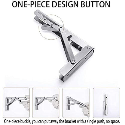 Storystore Folding Shelf Brackets - 24 Inch Heavy Duty Stainless Steel Collapsible Shelf Bracket for Bench Table, Space Saving DIY Bracket, Max Load: 550lb - size: 24 Inch