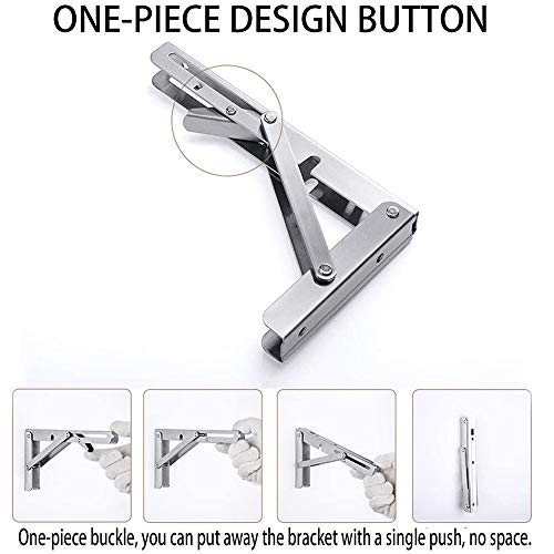 Storystore Folding Shelf Brackets - 12Inch Heavy Duty Stainless Steel Collapsible Shelf Bracket for Bench Table, Space Saving DIY Bracket, Max Load: 550lb - size: 12 Inch 4PCS