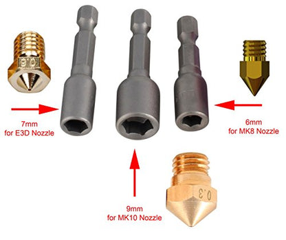 3D Printer Nozzle Replace Change Tools DIY Nozzle Replacement Spanner Socket Wrench Installation Tools (3 in 1 Tools) - style: 3 in 1 Tools