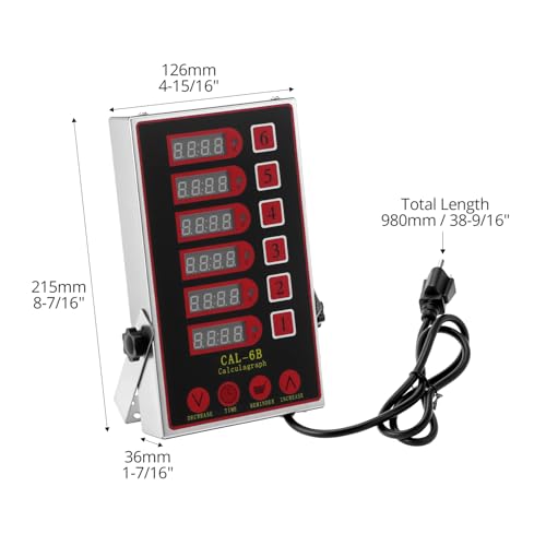 QWORK Kitchen Timers for Cooking – 6 Channel Commercial Kitchen Timer with Ultra-Loud Alarm, LED Display, No Battery Needed, for Restaurants and Catering