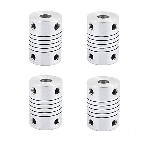 Shaft Coupling 5mm to 6mm, 25mm Length, 19mm Diameter, Aluminum Alloy Stepper Motor Coupler Joint Connector for 3D Printer CNC Machine DIY Encoder (Pack of 4)