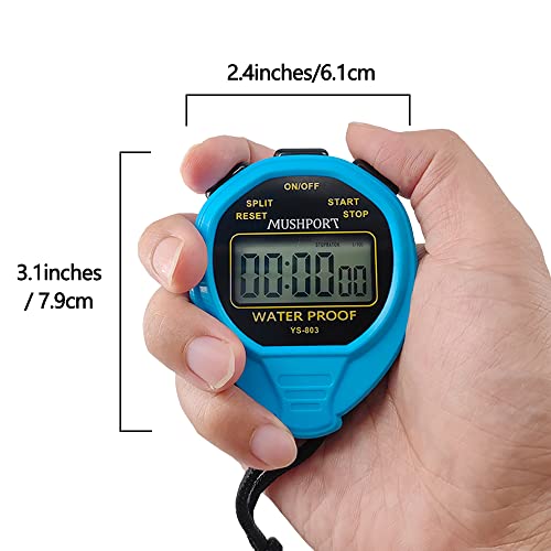 Waterproof Stopwatch Timer, Digital Stop-Watch for Sports, Blue - style: waterproof-blue
