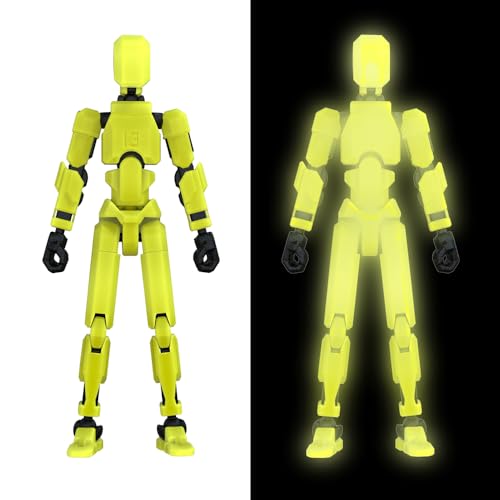 MerryXD T13 3D Action Figure,Assembly Completed Dummy Nova Titan Lucky 13 Action Figure 3D Printed Multi-Jointed Movable Toy Grow in The Dark Yellow - color: Grow in the Dark Yellow